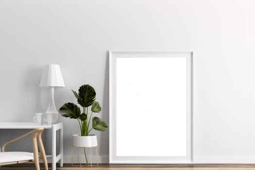 white wall, a framed mockup . photo