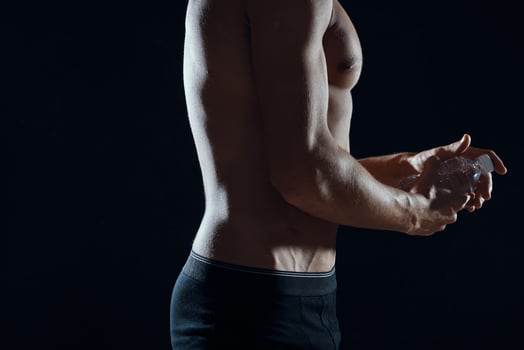 man in black shorts pumped up body workout fitness motivation photo
