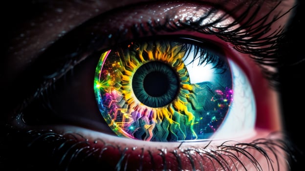 rainbow colorful eye closeup photo