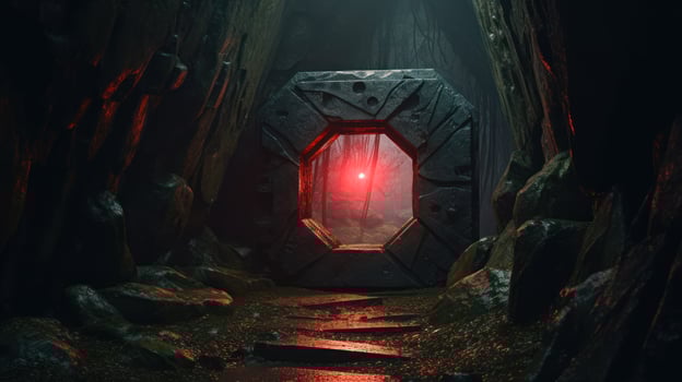 stone arch in the mystical forest photo