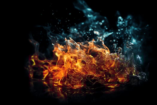 Ice colliding with flames desktop wallpaper high contrast. photo