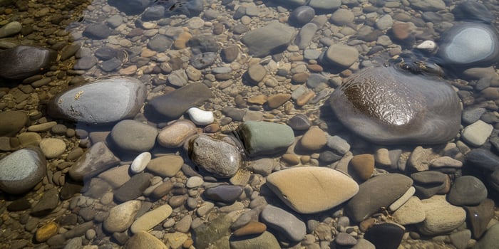 water surface with rock and pebbels on it photo