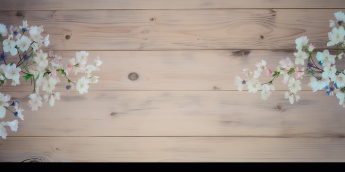 A wooden table with a flowery background photo