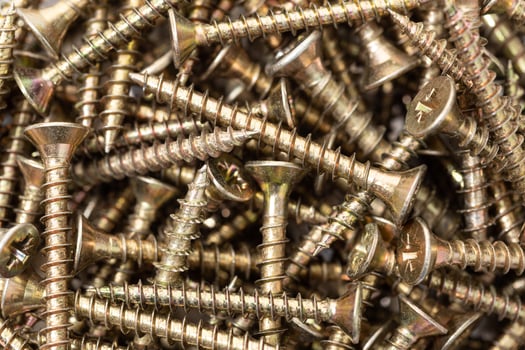 Background texture of wood screws. Full frame photo