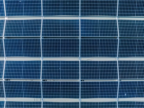 Close-up of Solar cell farm power plant eco technology. photo
