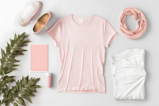 Cute pink t-shirt mockup. Neural network photo