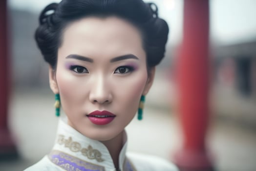 Beautiful Asian chinese woman portrait. Neural network photo