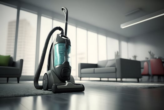 vacuum cleaner in the house cleaning concept. Neural network photo