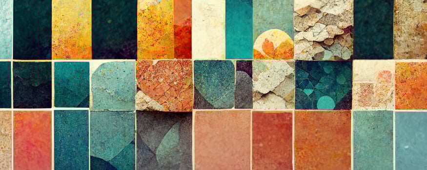 Artistic colorful mosaic pattern. Collage contemporary print with trendy decorative mosaic pattern with different colors, modern art. Banner concept photo