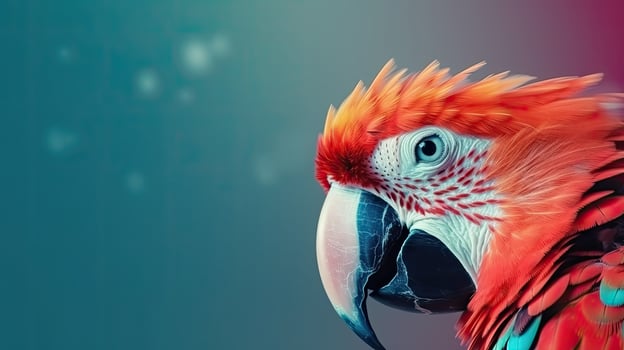 Tropical wallpaper banner with exotic parrot on vivid background. photo