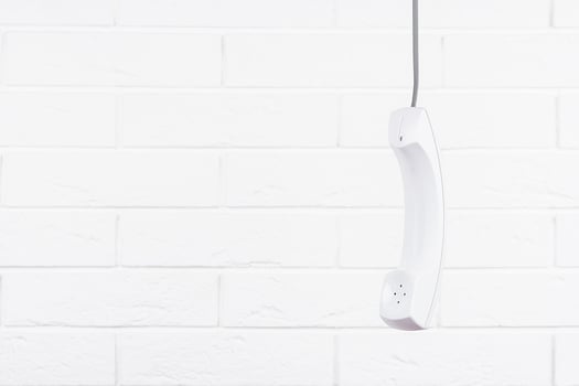 White telephone receiver with copy space photo