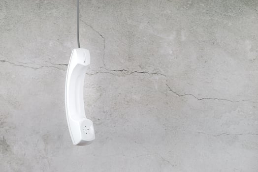 White telephone receiver with copy space photo
