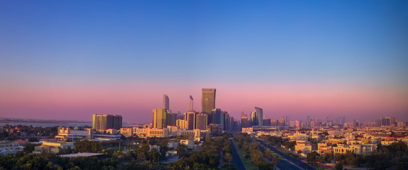 UAE, United Arab Emirates, Abu Dhabi downtown panorama and financial center skyline photo