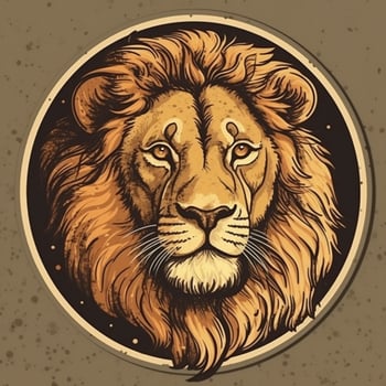 Lion head in retro style, Lion head in vintage style, Lion head emblem, lion head for tattoo or t-shirt, Lion head mascot photo