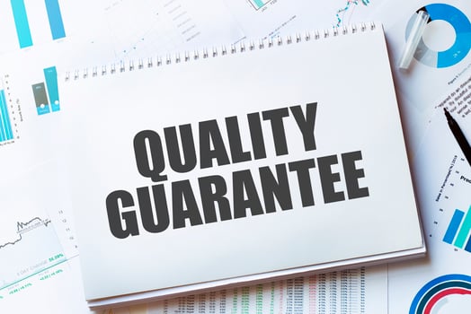 Notebook with Tools and Notes with text quality guarantee photo