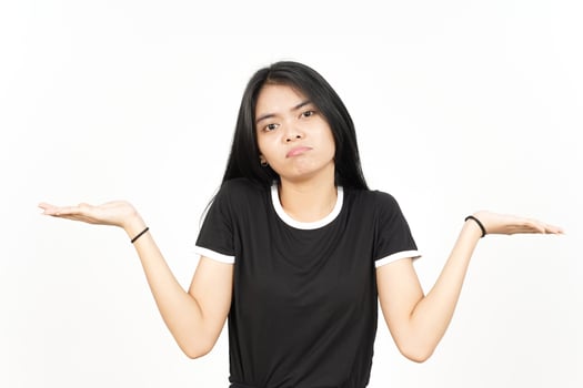 Doubt Confused, Don't know Gesture Of Beautiful Asian Woman Isolated On White Background photo