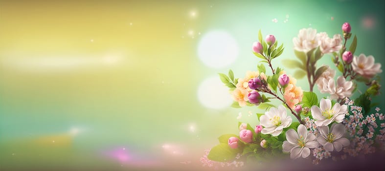 Delicate spring flowers of cherry blossom, beautiful blooming Sakura. illustration. photo