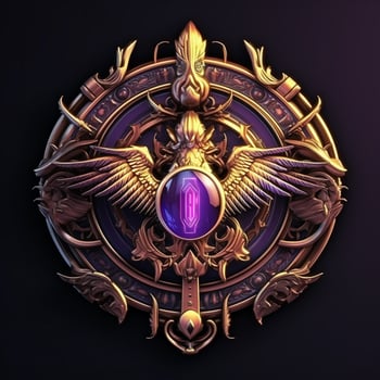 Luxury shield with wings and crystal ball photo