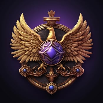 Luxury shield with wings and crystal ball photo