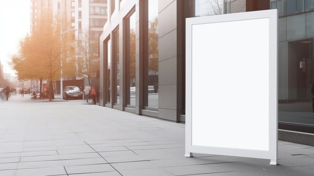 , Realistic street big billboard or poster mock up blank for presentation advertising. Outdoor sign blank in the futuristic city, business concept photo