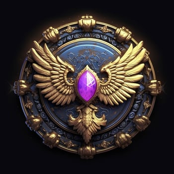 Luxury shield with wings and crystal ball photo