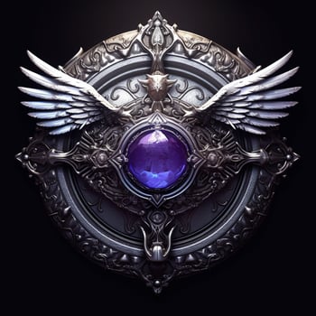 Luxury shield with wings and crystal ball photo