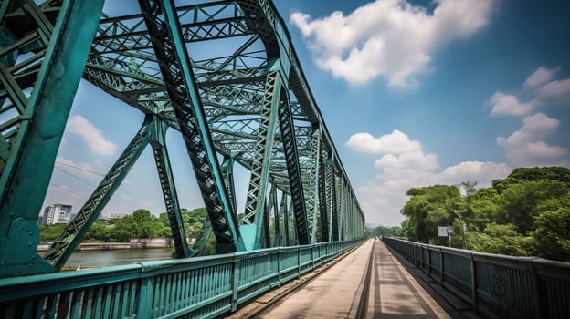 The modern metal design bridge in Yangon, photo