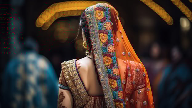 Beautifully decorated Indian bride dress, Soft Focus, photo