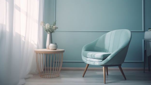 Interior of modern room with armchair and table, photo