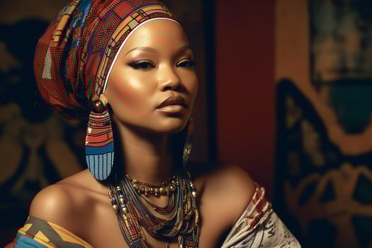 Portrait of an African woman wearing a national headdress. photo