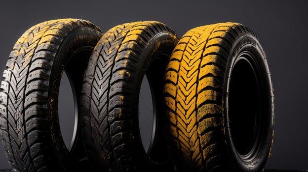 Winter car tires. Group of tires for winter, photo