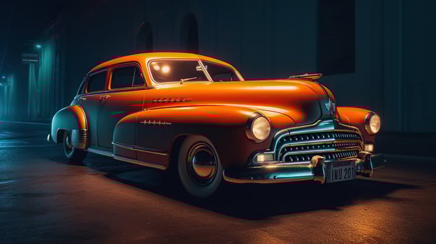 Lowrider with custom paint job, nightlife, realistic crowd of people, celebration, wide point of view, photo