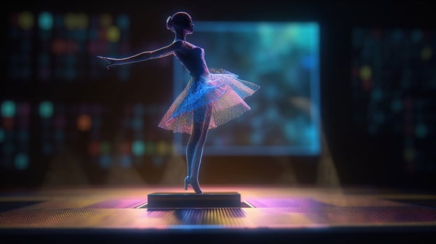 Ballerina in white dress dancing in ballet class, photo