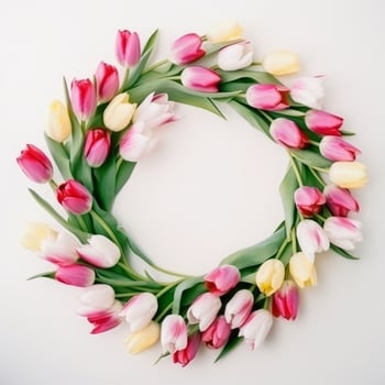 Wreath of tulip flowers. Illustration photo