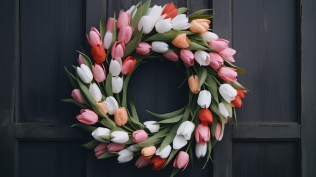 Wreath of tulip flowers. Illustration photo