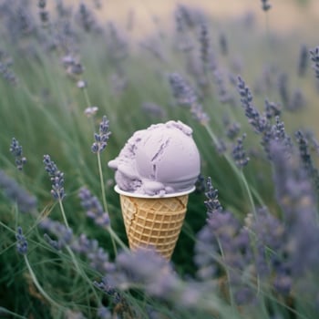 Lavender ice cream. Illustration photo