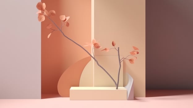 Podium, showcase against pastel stucco. Illustration photo