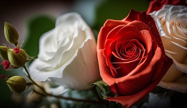 red and white roses. Generative A photo