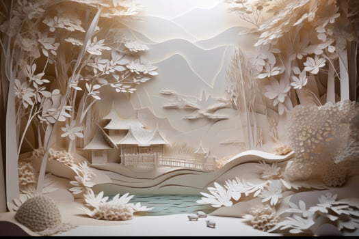 Papercut style art design, about nature and renewable energies. photo