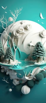 Papercut style art design, about nature and renewable energies. photo