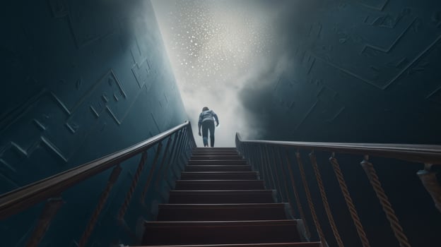 Man climbing stars. Illustration photo
