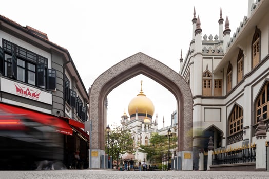 SINGAPORE - 26.12.2022  Masjid Sultan, Singapore Mosque in historic Kampong Glam with golden dome in Singapore photo