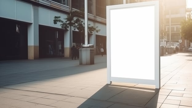 , Realistic street big billboard or poster mock up blank for presentation advertising. Outdoor sign blank in the futuristic city, business concept photo