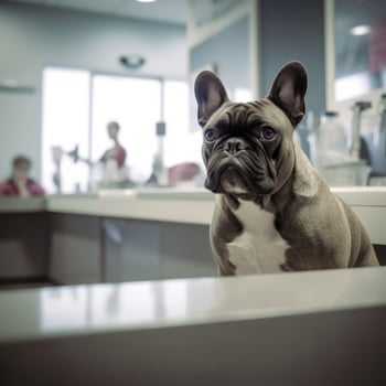 French bulldog on the vet. Illustration photo