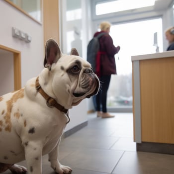 French bulldog on the vet. Illustration photo