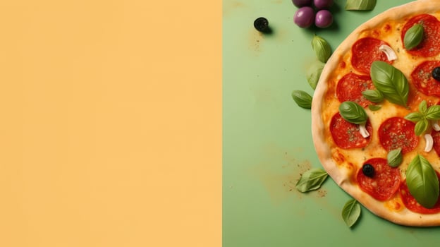 Pizza vivid background. Illustration photo