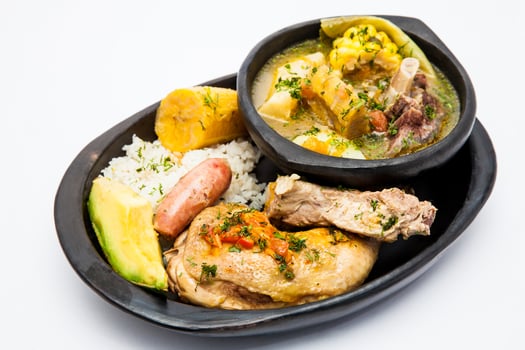 Traditional Colombian soup from the region of Santander called puchero photo