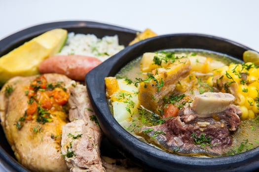 Traditional Colombian soup from the region of Santander called puchero photo