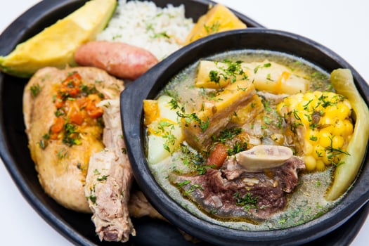 Traditional Colombian soup from the region of Santander called puchero photo