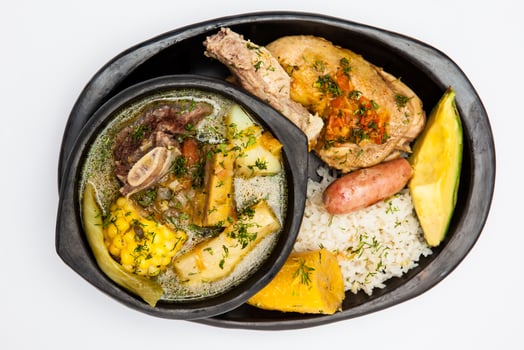 Traditional Colombian soup from the region of Santander called puchero photo